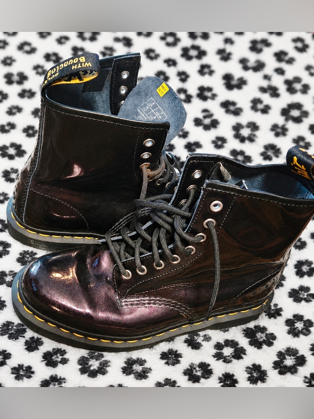 Dr. Martens 1460 Sparkle Metallic Lace Up Boots in Purple Ladies 8, Mens 7